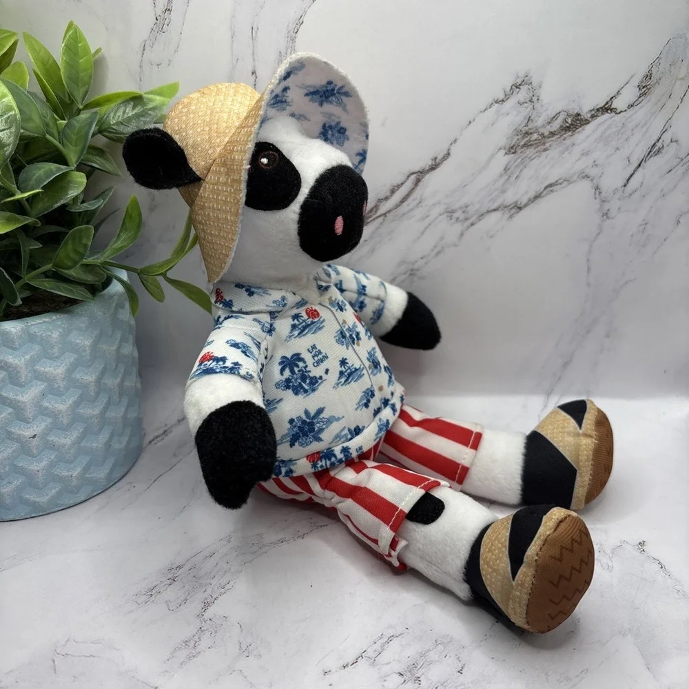 Chick-fil-A Summer 2025 Plush Cow Doll Toy Blue Tropical Island Shirt Cabana 7